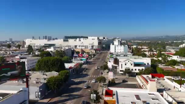 Беверли Хиллз Beverly Center Западном Голливуде Сверху Кадры Дрона Лос — стоковое видео