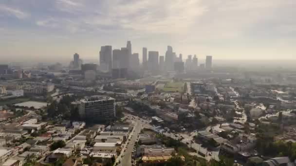 Вид Відстань Над Центром Лос Анджелеса Лос Анджелес Дрон Зйомки — стокове відео
