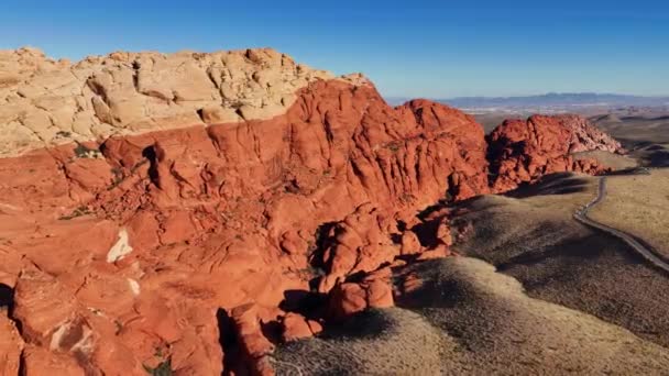 Flyg Över Nevadaöknen Och Dess Underbara Landskap Och Raviner Flygfoto — Stockvideo