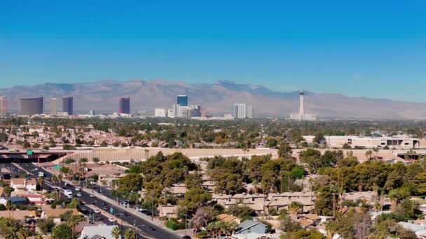 Las Vegas Góry Widokiem Strip Zdjęcia Lotnicze — Wideo stockowe