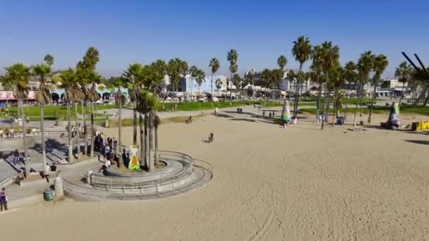 Venice Beach California Sunny Day Los Angeles Drone Footage Aerial — Stock Video