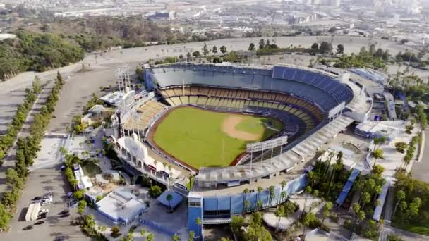 Słynny Stadion Dodgersów Los Angeles Los Angeles Drone Footage Los — Wideo stockowe