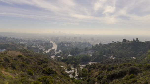 Vista Los Angeles Mulholland Drive Los Angeles Drone Filmati Fotografia — Video Stock