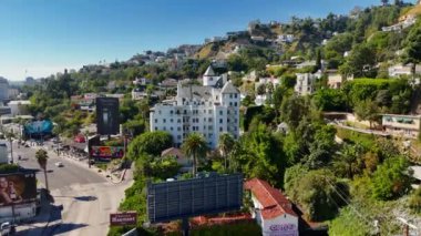 Hollywood 'da Sunset Bulvarı' ndaki Chateau Marmont 'ta Los Angeles İHA görüntüsü LOS ANGELES, ABD