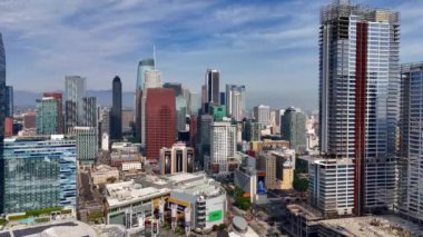 Los Angeles şehir merkezi gökdelenleri - hava manzarası - Los Angeles İHA görüntüleri - LOS ANGELES, ABD - 5 Kasım 2023