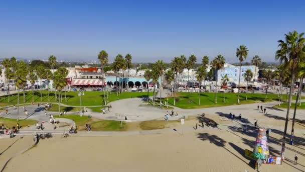 Widok Lotu Ptaka Venice Beach California Ocean Front Walk Los — Wideo stockowe