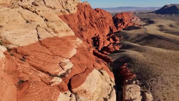 Fantastiska Red Rock Canyon Nevada Öknen Flygfoto — Stockvideo