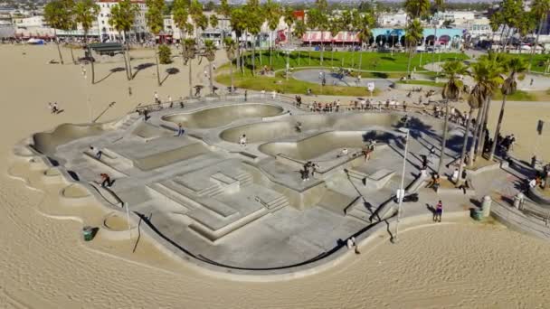 Venice Beach Skatepark Los Angeles Zdjęcia Dronów Los Angeles Usa — Wideo stockowe