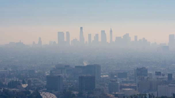 Pohled Los Angeles Mlhavého Dne Cestovní Fotografie — Stock video