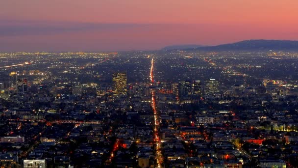 夜間ロサンゼルス 印象的な景色 都市ライト 旅行写真 — ストック動画
