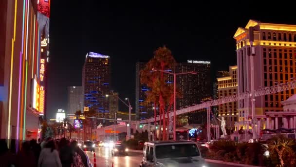 Las Vegas Boulevard Der Strip Bei Nacht Las Vegas Usa — Stockvideo