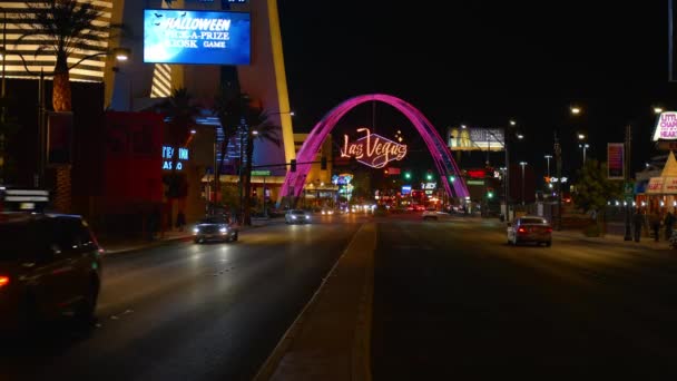 Las Vegas Neon Lights Strip Las Vegas Estados Unidos Octubre — Vídeos de Stock