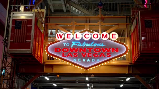 Vítejte Ceduli Downtown Las Vegas Fremont Street Las Vegas Usa — Stock video