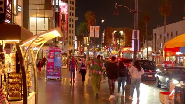 Hollywood Walk Fame Nocą Los Angeles Usa Listopad 2023 — Wideo stockowe