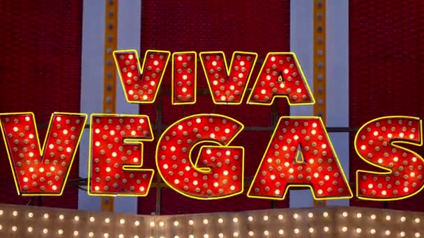 Viva Vegas Neon Sign Fremont Street Las Vegas Usa October — 图库视频影像