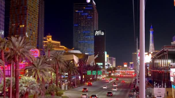 Las Vegas Boulevard Také Volal Strip Noční Pohled Las Vegas — Stock video