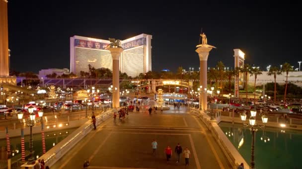 Das Venezianische Hotel Und Casino Las Vegas Bei Nacht Mit — Stockvideo
