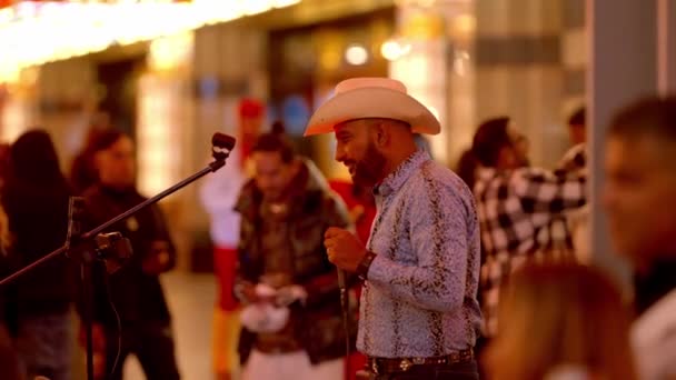 Street Musicians Fremont Street Downtown Las Vegas Las Vegas Usa — Stock video