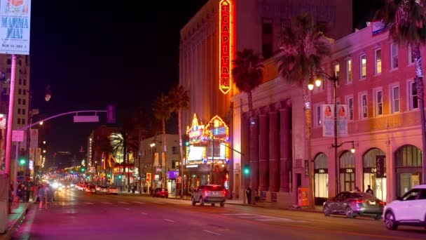 Capitan Cinema Hollywood Walk Fame Los Angeles Usa November 2023 — Stock Video
