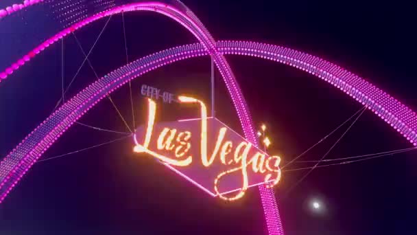 Las Vegas Bulvarı Üzerindeki Las Vegas Neon Levhası Strip Las — Stok video