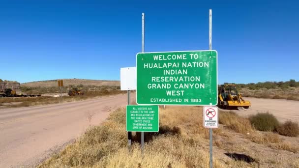 Добро Пожаловать Индейскую Резервацию Хуалапай Фотографии Путешествий — стоковое видео