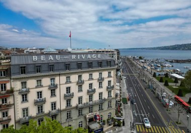 Cenevre İsviçre 'deki ünlü Beau Rivage Oteli - GENEVA, SWitzERLAND Şehri - 19 Nisan 2023