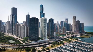 Chicago 'nun gökdelenleri - hava aracı fotoğrafçılığı - Chicago, ILLINOIS - Haziran 06, 2023