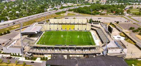Mapfre Stadium Columbus Ylhäältä Antenni Drone Valokuvaus Columbus Ohio Kesäkuu — kuvapankkivalokuva