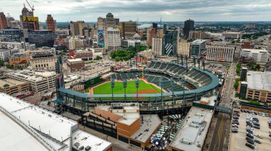 Detroit 'teki Comerica Parkı - hava aracı fotoğrafçılığı - DETROIT, MICHIGAN - 11 Haziran 2023