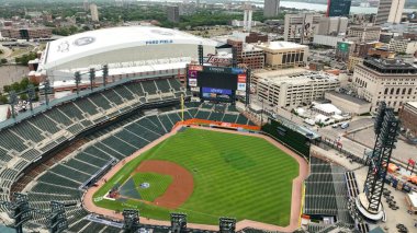 Detroit 'teki Comerica Park Beyzbol Sahası - hava manzaralı - İHA fotoğrafçılığı - DETROIT, MICHIGAN - 11 Haziran 2023