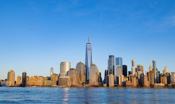 Panoramic skyline of Manhattan on a sunny day - street photography