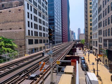 Chicago 'daki Adams Wabash Metro İstasyonu - Chicago, ABD - Haziran 06, 2023