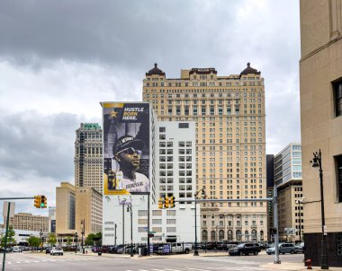 Historic buildings in Downtown Detroit - DETROIT, USA - JUNE 10, 2023 clipart