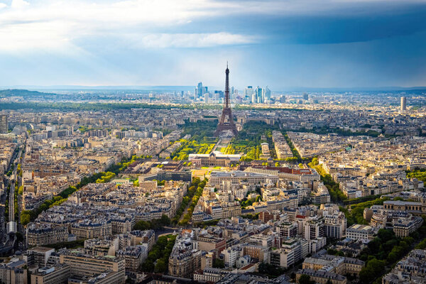 Amazing aerial view over Paris France - PARIS, FRANCE - SEPTEMBER 4, 2023