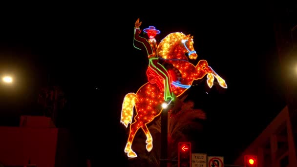 Легендарный Неоновый Ковбой Центре Лас Вегаса Las Vegas Сша Октября — стоковое видео