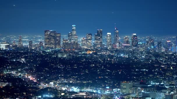 Downtown Los Angeles Noite Vista Impressionante Luzes Cidade Viagens Fotografia — Vídeo de Stock
