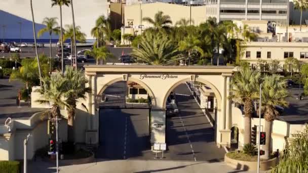 Melrose Gate Paramount Studios Widok Lotu Ptaka Los Angeles Drone — Wideo stockowe