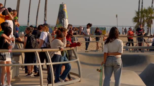 Famoso Skaterpark Venice Beach Oceanfront Los Angeles Eua Novembro 2023 — Vídeo de Stock