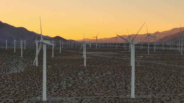 Green Energy Huge Windmill Park Desert Aerial View Palm Springs — Stock Video