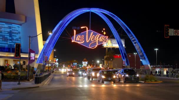 Las Vegas Neon Lights Strip Las Vegas Estados Unidos Octubre — Vídeos de Stock