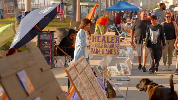 Guaritori Massaggiatori Venice Beach Oceanfront Walk Los Angeles Usa Novembre — Video Stock