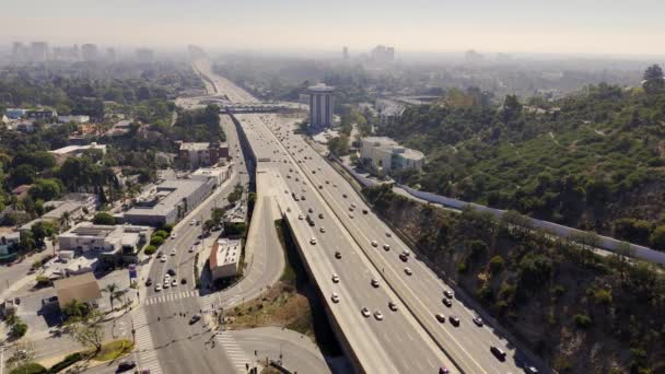 Αυτοκινητόδρομος Σαν Ντιέγκο Στο Λος Άντζελες Από Ψηλά Los Angeles — Αρχείο Βίντεο