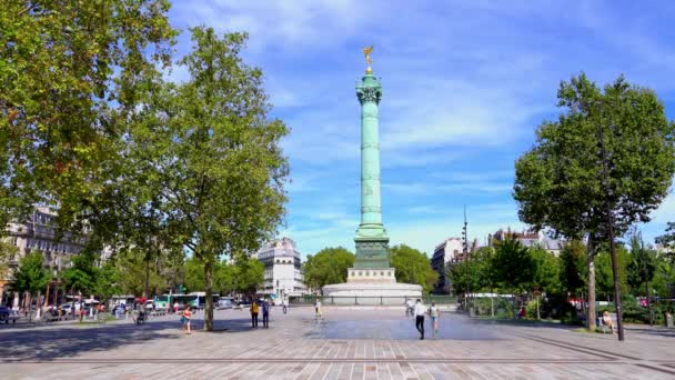 Відома Колонка Площі Бастилії Місті Париж Paris France September 2023 — стокове відео