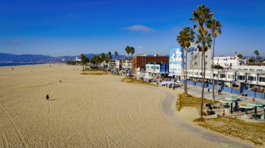 Venedik Plajı California yukarıdan güneşli bir günde Los Angeles Drone 'un hava fotoğrafçılığı