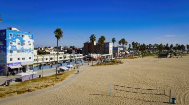 Venedik Plajı California yukarıdan güneşli bir günde Los Angeles Drone 'un hava fotoğrafçılığı