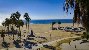 Venedik Plajı California yukarıdan güneşli bir günde Los Angeles Drone 'un hava fotoğrafçılığı
