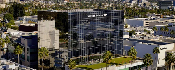 Bank America Bygningen Beverly Hills Antenne Utsikt Los Angeles Drone – stockfoto