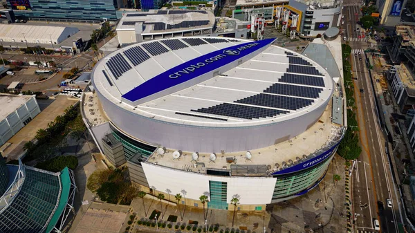 Crypto Com Arena Keskustassa Los Angeles Entinen Staples Arena Ylhäältä — kuvapankkivalokuva