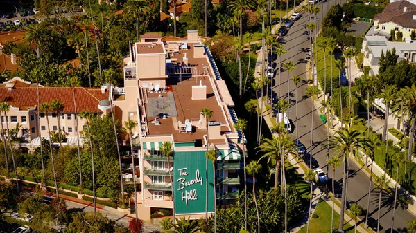 Готель Беверлі Гіллз Згори Лос Анджелес Дрон Кадри Angeles Сша — стокове фото
