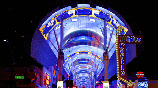 Fremont Street Experience in Las Vegas Downtown district - LAS VEGAS, USA - OCTOBER 31. 2023